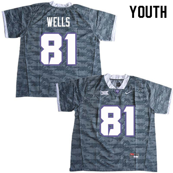 Youth #81 Pro Wells TCU Horned Frogs College Football Jerseys Sale-Gray - Click Image to Close